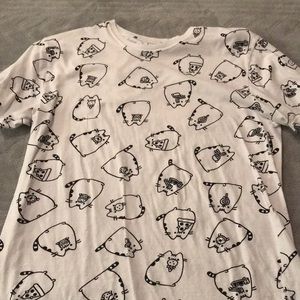 White and black pusheen shirt from hot topic